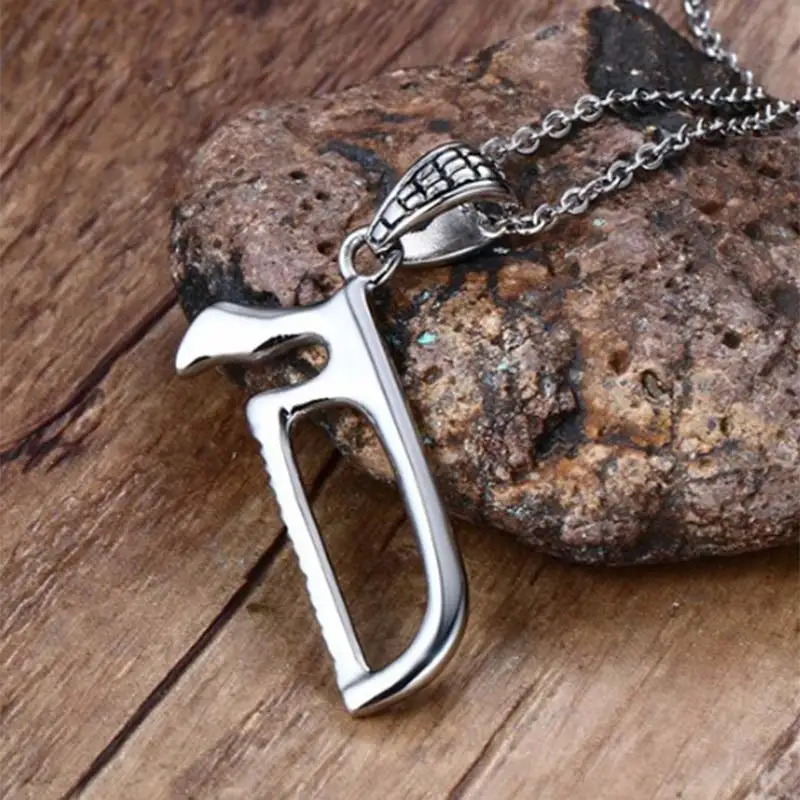 Saw Pedant Necklace Stainless Steel Vintage Spanner Casual Holiday Gift Whimsical Handy Man Tool Jewelry 23in | Украшения и