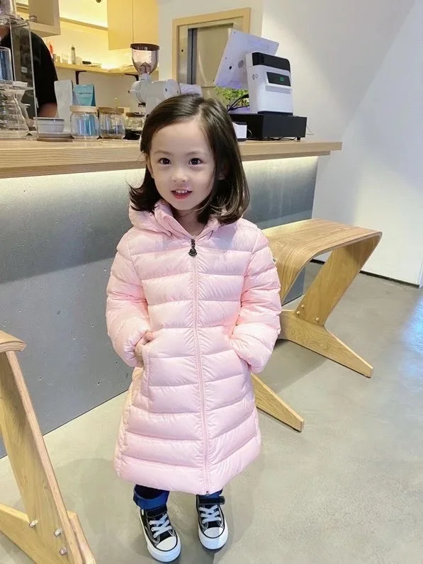 Presell October 10th girls coat down jacket 95 white duck down pink navy colour kids girls long jacket
