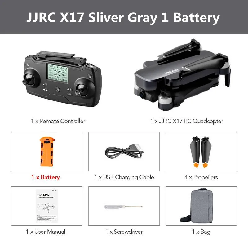 

JJRC X17 GPS FPV 6K ESC HD Camera 5G WiFi Brushless 2-Axis Gimbal Optical Flow Positioning Foldable RC Drone PRO Quadcopter RTF