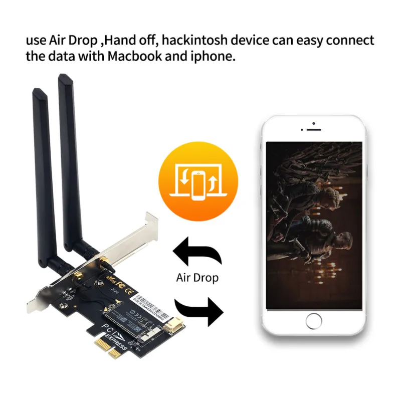 1200 Мбит/с Двухдиапазонная 802.11ac BCM94360CS2 Wi-Fi Wlan карта для рабочего стола PCIe