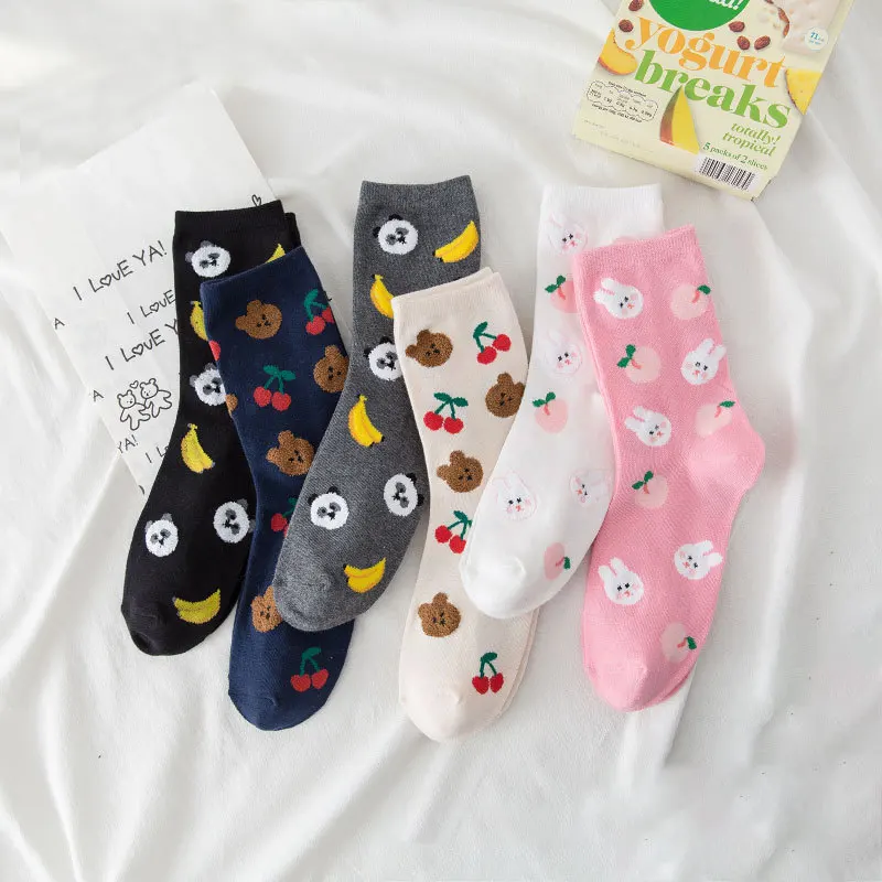 Socks Women's Tube Sock Spring Autumn Style Cartoon Contrast Socks College Style Cute Fruit Bear Jacquard Craft Ladies Stockings
Socks Women's Tube Sock Spring Autumn Style Cartoon Contrast Socks College Style Cute Fruit Bear Jacquard Craft Ladies Stockings