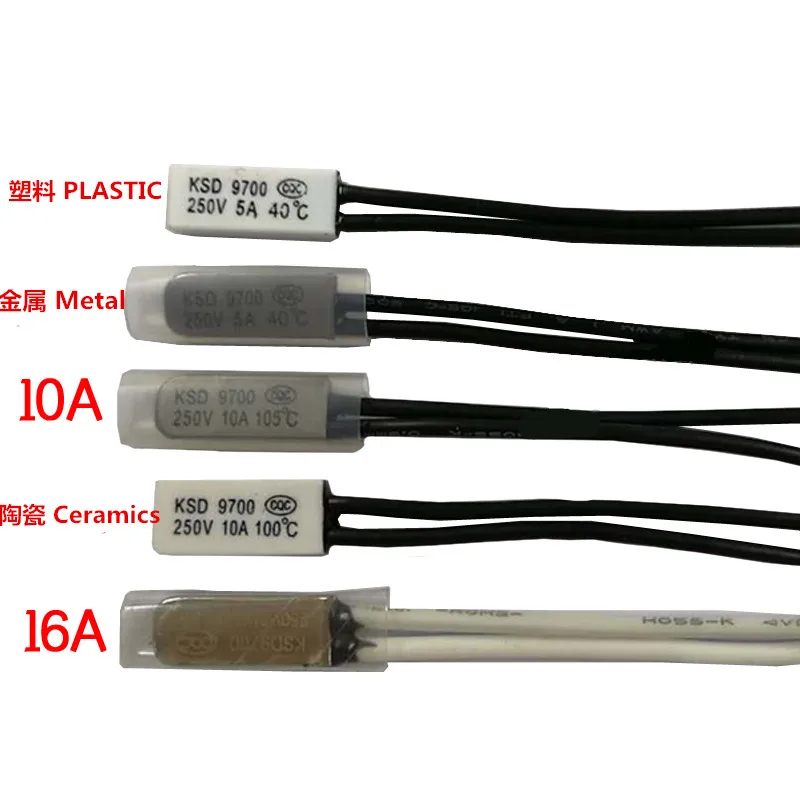 10 PCS Thermal Switch KSD9700 from 15 Degrees to 110 Degrees Metal/Plastic Housing 2a/5/10/16/30A
10 PCS Thermal Switch KSD9700 from 15 Degrees to 110 Degrees Metal/Plastic Housing 2a/5/10/16/30A
