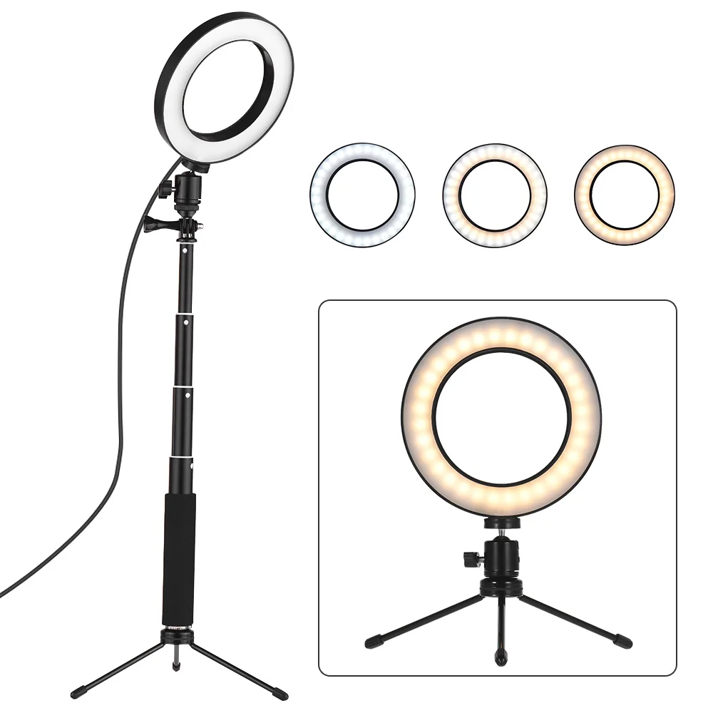 8 Inch Desktop Mini LED Video Ring Light Lamp Dimmable 3 Lighting Modes USB Powered with Light Stand Mini Tripod for youtube
8 Inch Desktop Mini LED Video Ring Light Lamp Dimmable 3 Lighting Modes USB Powered with Light Stand Mini Tripod for youtube