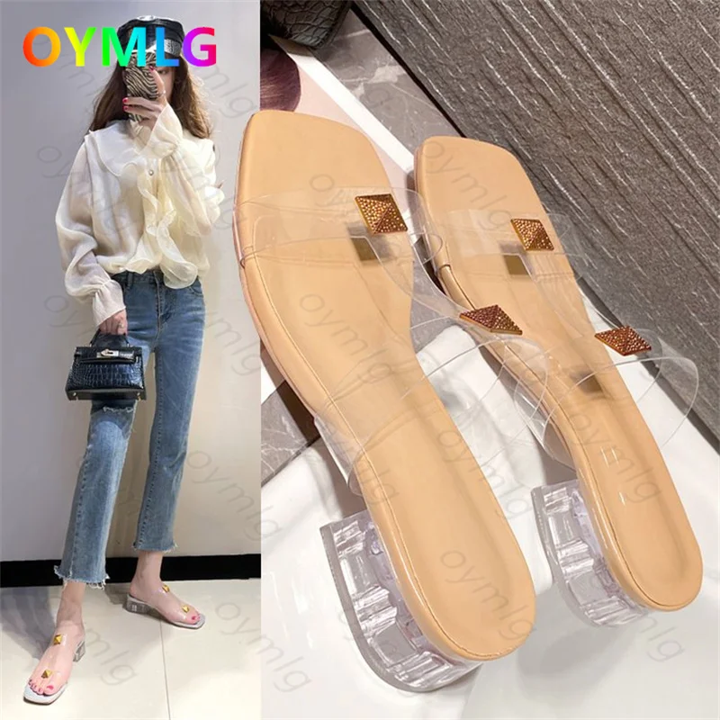 High heel slippers 2021 summer new fashion trend Korean version of transparent crystal thick heel rivet sandals and slippers 43
High heel slippers 2021 summer new fashion trend Korean version of transparent crystal thick heel rivet sandals and slippers 43
