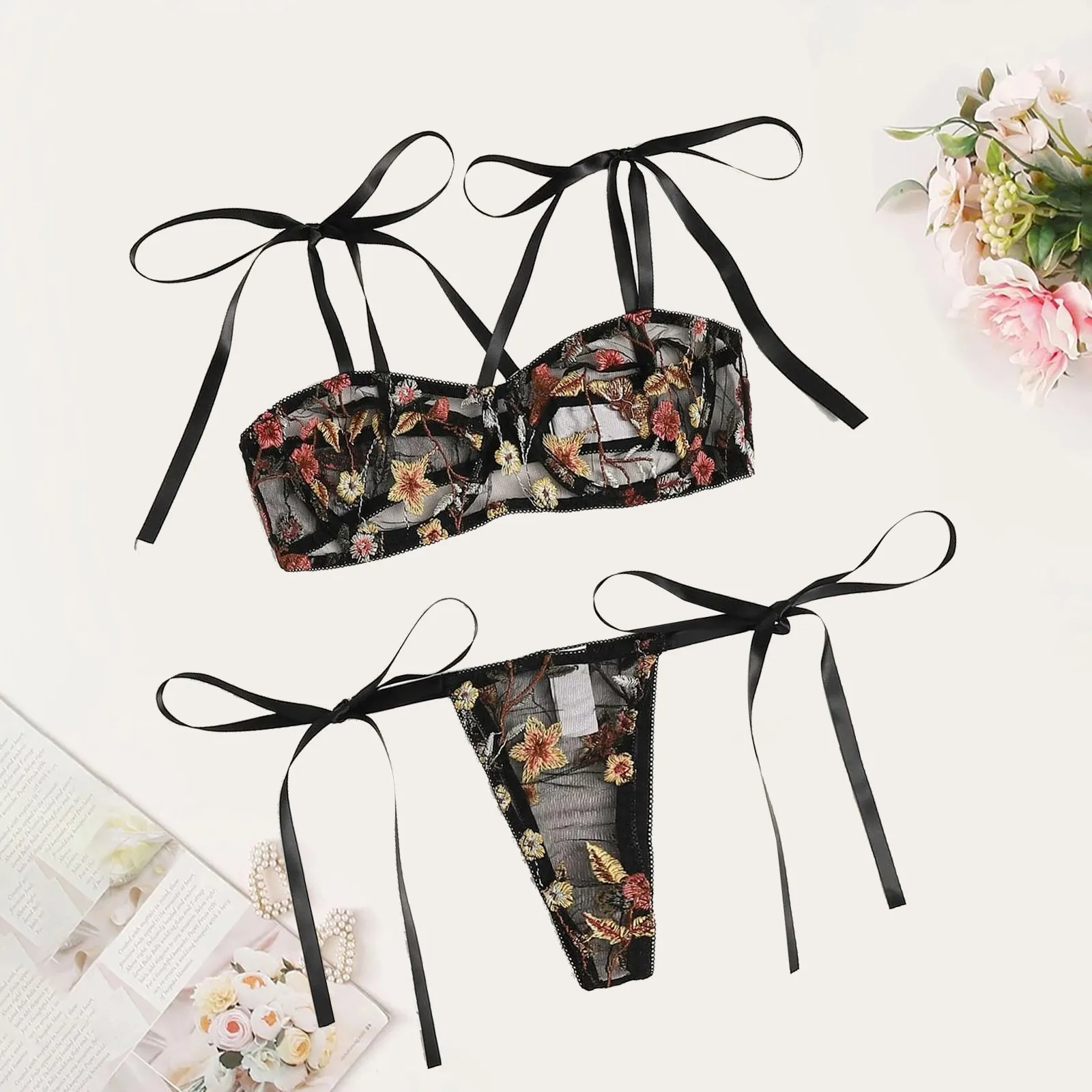 Sensual Lingerie Woman Lace Bra Thong Women's Underwear See Through Floral Embroidery Sexy Lingerie Sleepwear Erotic Costumes
Sensual Lingerie Woman Lace Bra Thong Women's Underwear See Through Floral Embroidery Sexy Lingerie Sleepwear Erotic Costumes