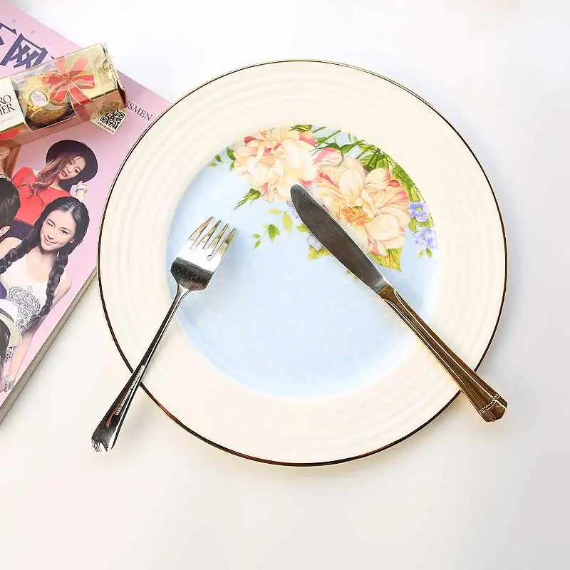 Western Plate Set European Tableware Round Steak Plate Knife and Fork Ceramic Plate Flat Plate Bread Plate Pasta Phnom Penh
Western Plate Set European Tableware Round Steak Plate Knife and Fork Ceramic Plate Flat Plate Bread Plate Pasta Phnom Penh