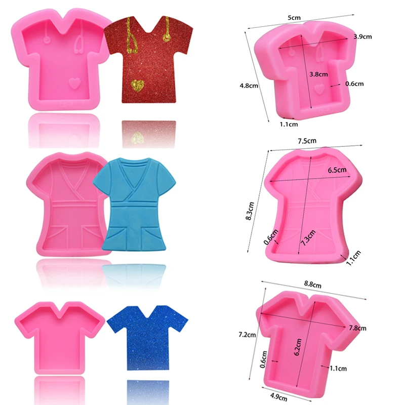 3 Styles Clothes Silicone Resin Mold Handmade DIY Shiny Nurse Clothes Shirts UV Epoxy Resin Mould For Pendant Keychains
3 Styles Clothes Silicone Resin Mold Handmade DIY Shiny Nurse Clothes Shirts UV Epoxy Resin Mould For Pendant Keychains