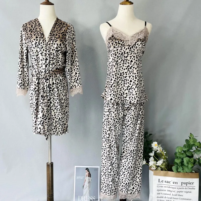 Print Leopard Nightwear Sexy 3PCS Pajamas Suit Women Casual Sleep Set Intimate Lingerie Velour Sleepwear Loose Lace Home Clothes
Print Leopard Nightwear Sexy 3PCS Pajamas Suit Women Casual Sleep Set Intimate Lingerie Velour Sleepwear Loose Lace Home Clothes
