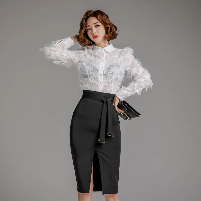 Spring Summer Women Clothing Sets Korean Style Slim Fringed Shirt Tops + High Waist Split Hip Skirt Sets Casual Suits T3081
Spring Summer Women Clothing Sets Korean Style Slim Fringed Shirt Tops + High Waist Split Hip Skirt Sets Casual Suits T3081