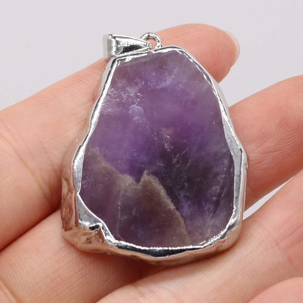 Natural Semi-precious Stones Pendant Irregular Amethyst Silver Plated Edge DIY for Jewelry Making Necklaces Accessories Gift
Natural Semi-precious Stones Pendant Irregular Amethyst Silver Plated Edge DIY for Jewelry Making Necklaces Accessories Gift