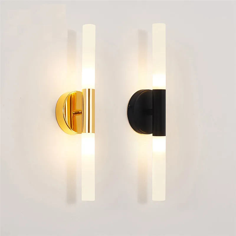 Metal Tube Pipe Up Down LED Wall Lamp Modern Mirror Light Bathroom For Bedroom Foyer Washroom Living Room Sconce Gold/Black | Лампы и
