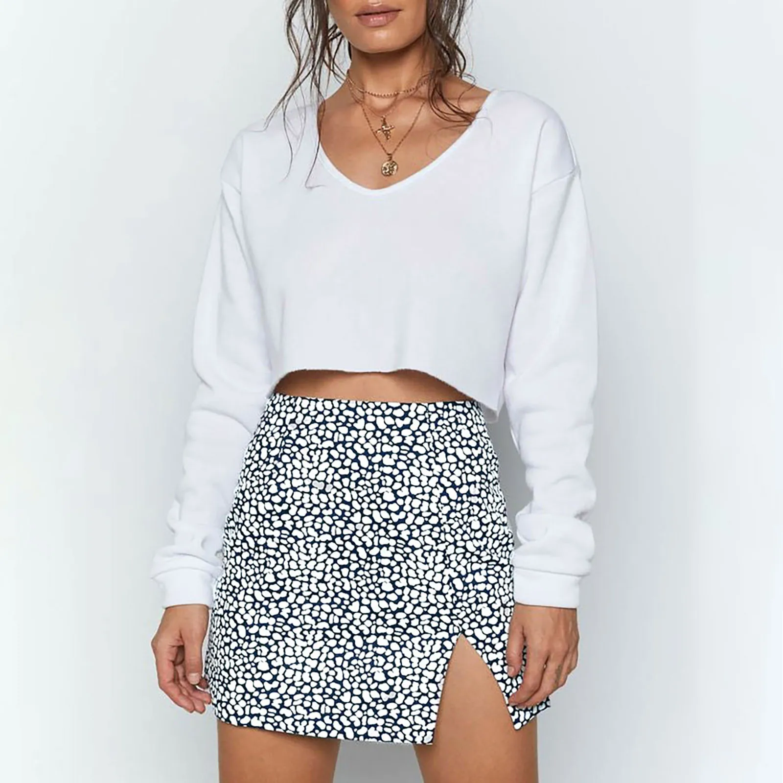 Fashion Women Casual Print A-Line Slitting Slimming Short SKirt Mujer 2021 Clothing Harajuku skirts womens mini