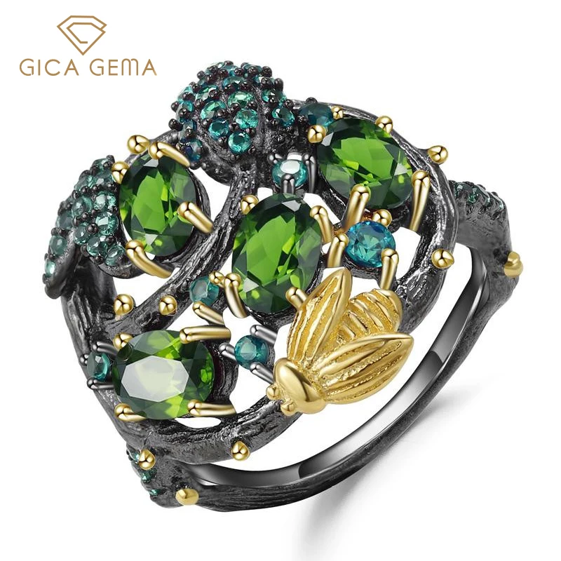 GICA GEMA Vintage Natural Gemstone Rings For Women Real 925 Sterling Silver Chrome Diopside Garnet Topaz Female Jewelry Gifts
GICA GEMA Vintage Natural Gemstone Rings For Women Real 925 Sterling Silver Chrome Diopside Garnet Topaz Female Jewelry Gifts
