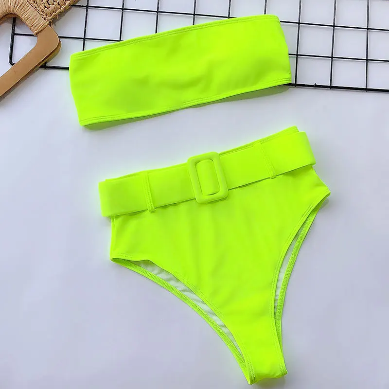 2020 High waist Brazilian neon bikini Belt swimwear women Bandeau swimsuit female Push up bathing suit Summer bathers biquini
2020 High waist Brazilian neon bikini Belt swimwear women Bandeau swimsuit female Push up bathing suit Summer bathers biquini