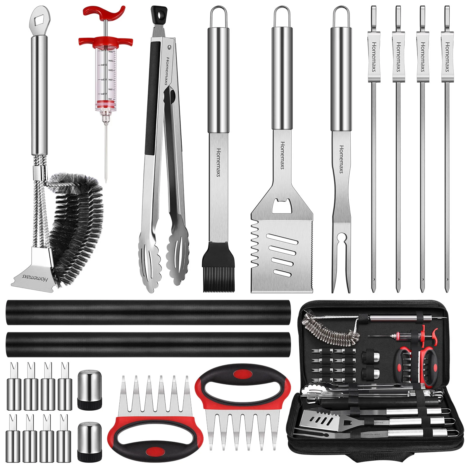 HOMEMAXS 25pcs Stainless Steel BBQ Tools Grilling Tools Spatula Fork Tongs Oil Brush Cleaning Brush Outdoor Picnic Barbecue Kit
HOMEMAXS 25pcs Stainless Steel BBQ Tools Grilling Tools Spatula Fork Tongs Oil Brush Cleaning Brush Outdoor Picnic Barbecue Kit