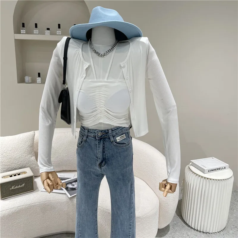 Women's Spring Summer 2021 Niche Design Fashion Cardigan Two Piece Set Slim Temperament Short Suspender Vest Suit
Women's Spring Summer 2021 Niche Design Fashion Cardigan Two Piece Set Slim Temperament Short Suspender Vest Suit