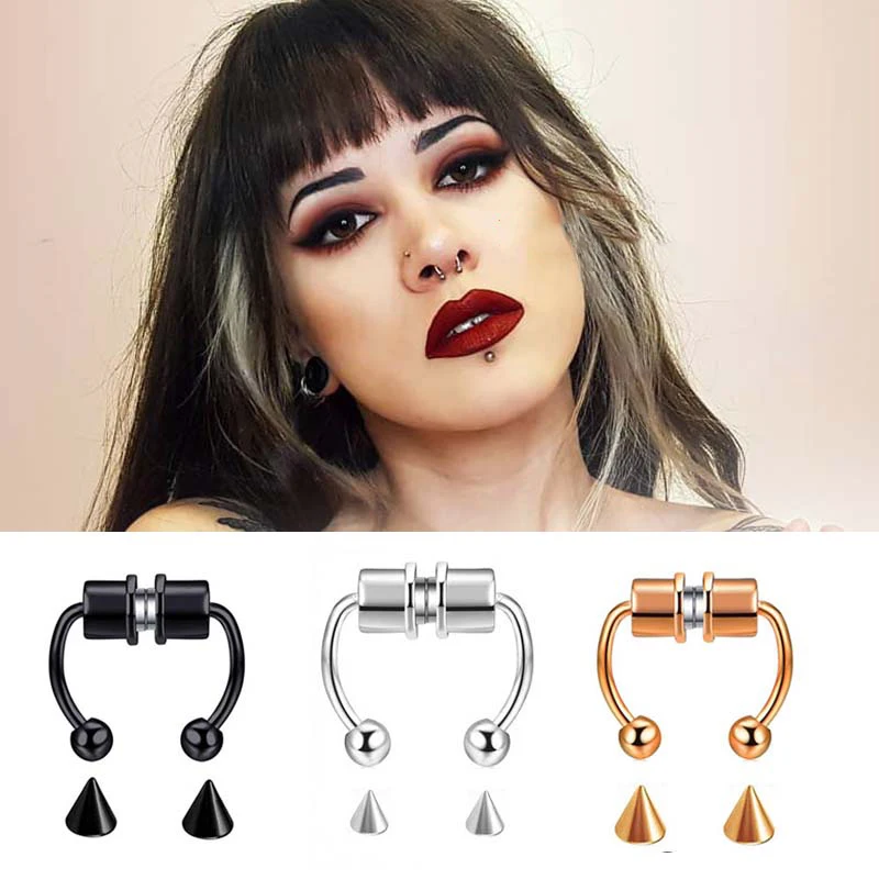 New Fake Piercing Nose Ring Alloy Nose Piercing Hoop Septum Rings for Women Jewelry Gifts Fashion Magnetic Fake Piercing 2021
New Fake Piercing Nose Ring Alloy Nose Piercing Hoop Septum Rings for Women Jewelry Gifts Fashion Magnetic Fake Piercing 2021
