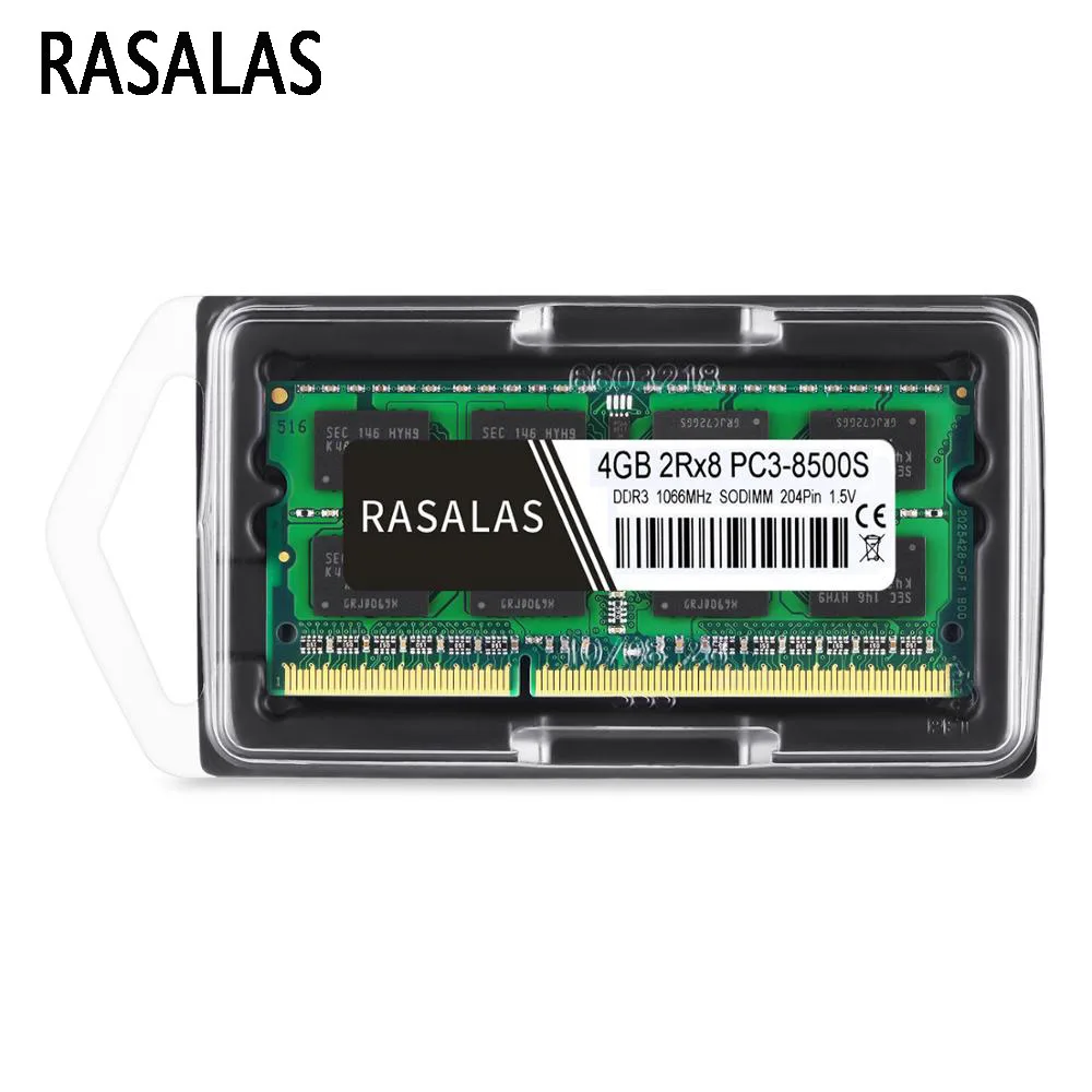 

Rasalas 4GB 2Rx8 PC3-8500S DDR3 1066Mhz SO-DIMM 4 GB 1,5V Notebook RAM 204Pin Laptop Memory sodimm NO-ECC