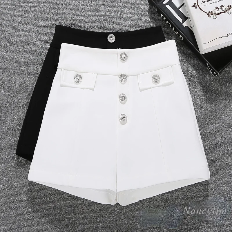 Rhinestone Buttons Shorts Women Summer 2021 New Korean Style Retro High Waist Slimming All-Matching Wide Leg White Short Femme
Rhinestone Buttons Shorts Women Summer 2021 New Korean Style Retro High Waist Slimming All-Matching Wide Leg White Short Femme