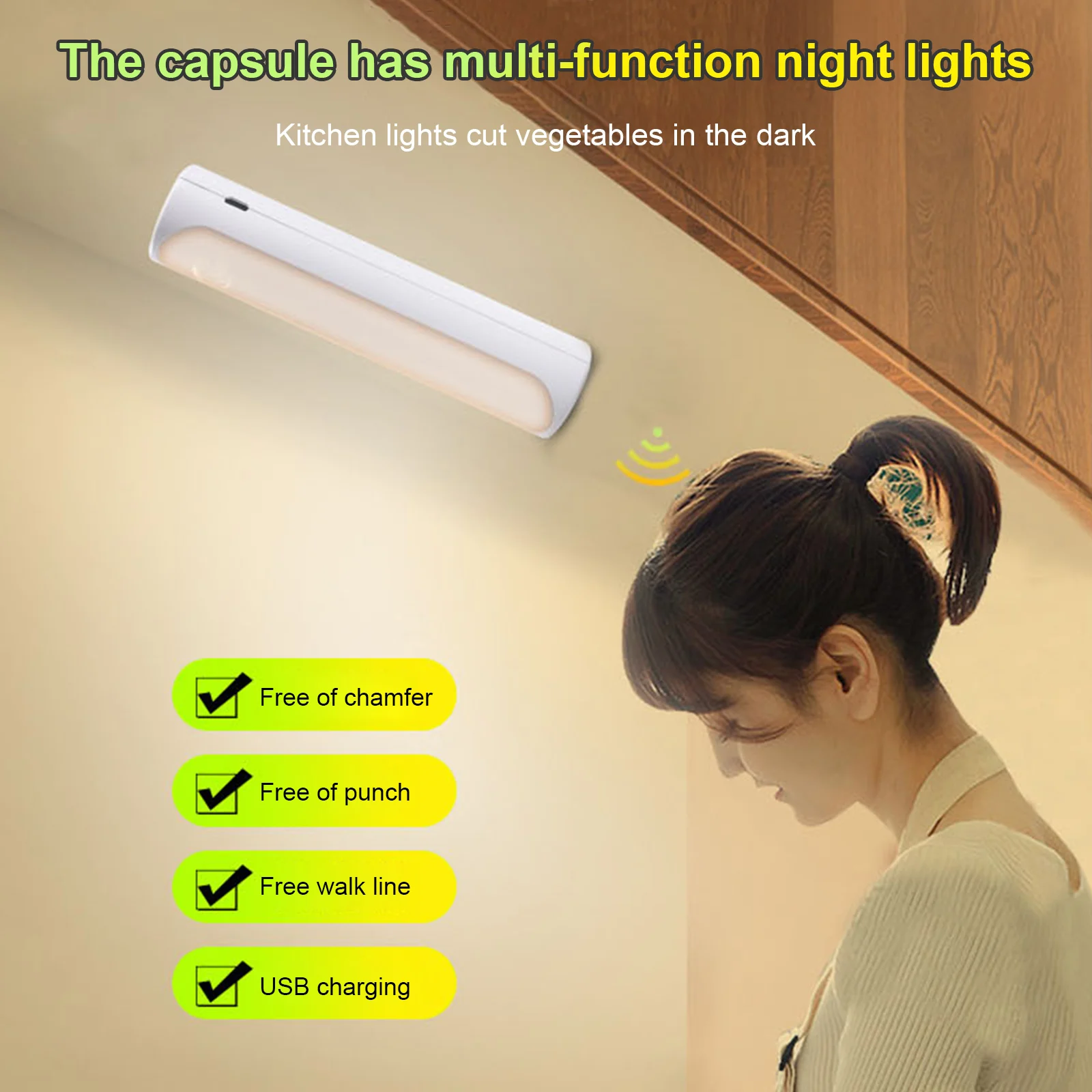 

Светильник с датчиком движения, настенный ночник с теплым белым/белым светом, зарядка через USB, яркий светильник для гостиной, спальни, лестн...