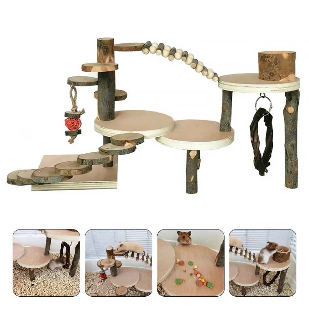 Wooden Climbing Ladder Hamster Playing Parrot Hamster Climbing