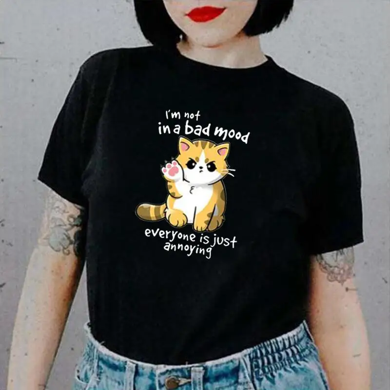 Cotton Short Sleeve Summer Tee Shirt Femme Fashion Cat Print T Shirt Women Tops Casual Funny Harajuku Shirt Camiseta Mujer
Cotton Short Sleeve Summer Tee Shirt Femme Fashion Cat Print T Shirt Women Tops Casual Funny Harajuku Shirt Camiseta Mujer