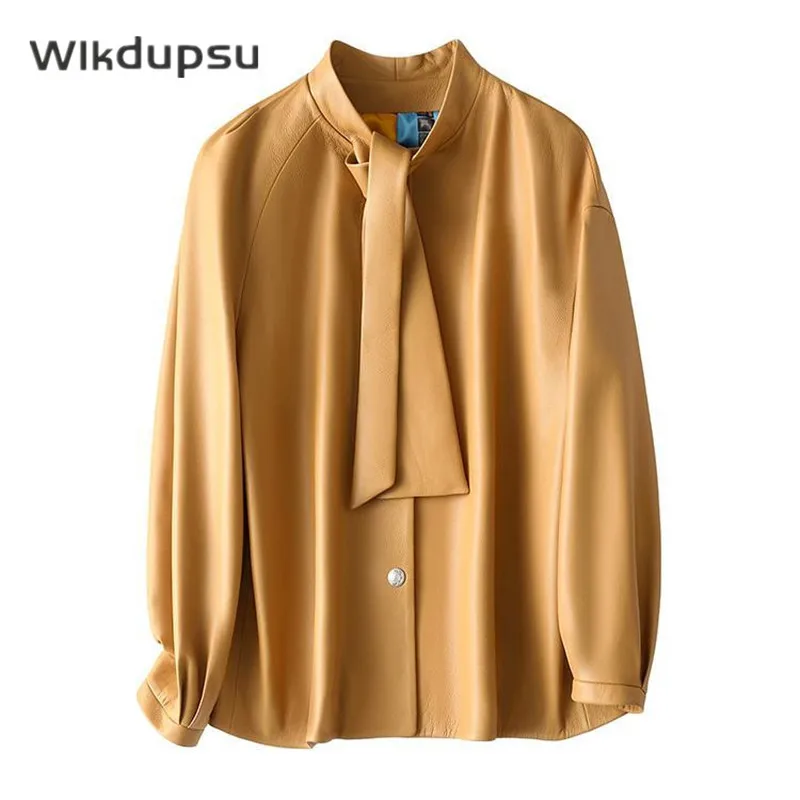 Блузка женская из экокожи, с длинным рукавом, однотонная 
Блузка женская из экокожи, с длинным рукавом, однотонная