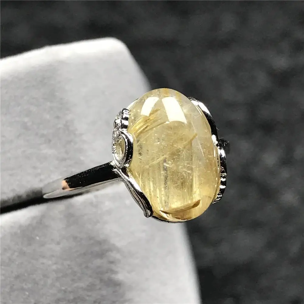 13x10 мм кольцо из натурального золота с рутилом для женщин мужчин Кристальные