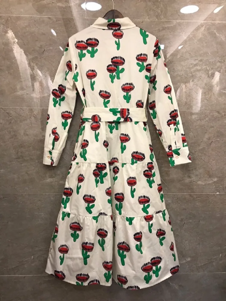 100%Cotton Dress 2020 Spring Fashion Style Women Turn-down Collar Red Flower Green Leaves Print Long Sleeve Casual Dress Belts
100%Cotton Dress 2020 Spring Fashion Style Women Turn-down Collar Red Flower Green Leaves Print Long Sleeve Casual Dress Belts