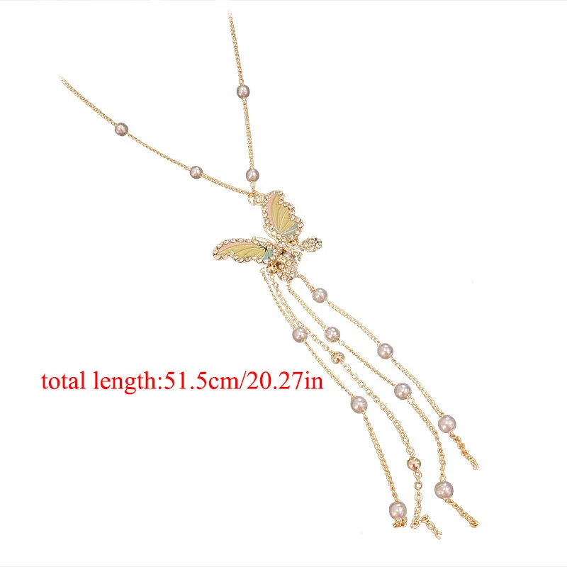 2021 New Korean Trendy Zircon Pearl Long Tassel Color Butterfly Pendant Collar Necklace for Women Summer Travel Jewelry
2021 New Korean Trendy Zircon Pearl Long Tassel Color Butterfly Pendant Collar Necklace for Women Summer Travel Jewelry