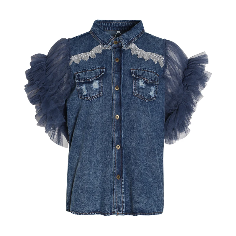 Big Size Denim Coat Female Fashion Clothes 2020 Tide Summer Mesh Patchwork Women Jacket Lapel Sleeveless Button
Big Size Denim Coat Female Fashion Clothes 2020 Tide Summer Mesh Patchwork Women Jacket Lapel Sleeveless Button