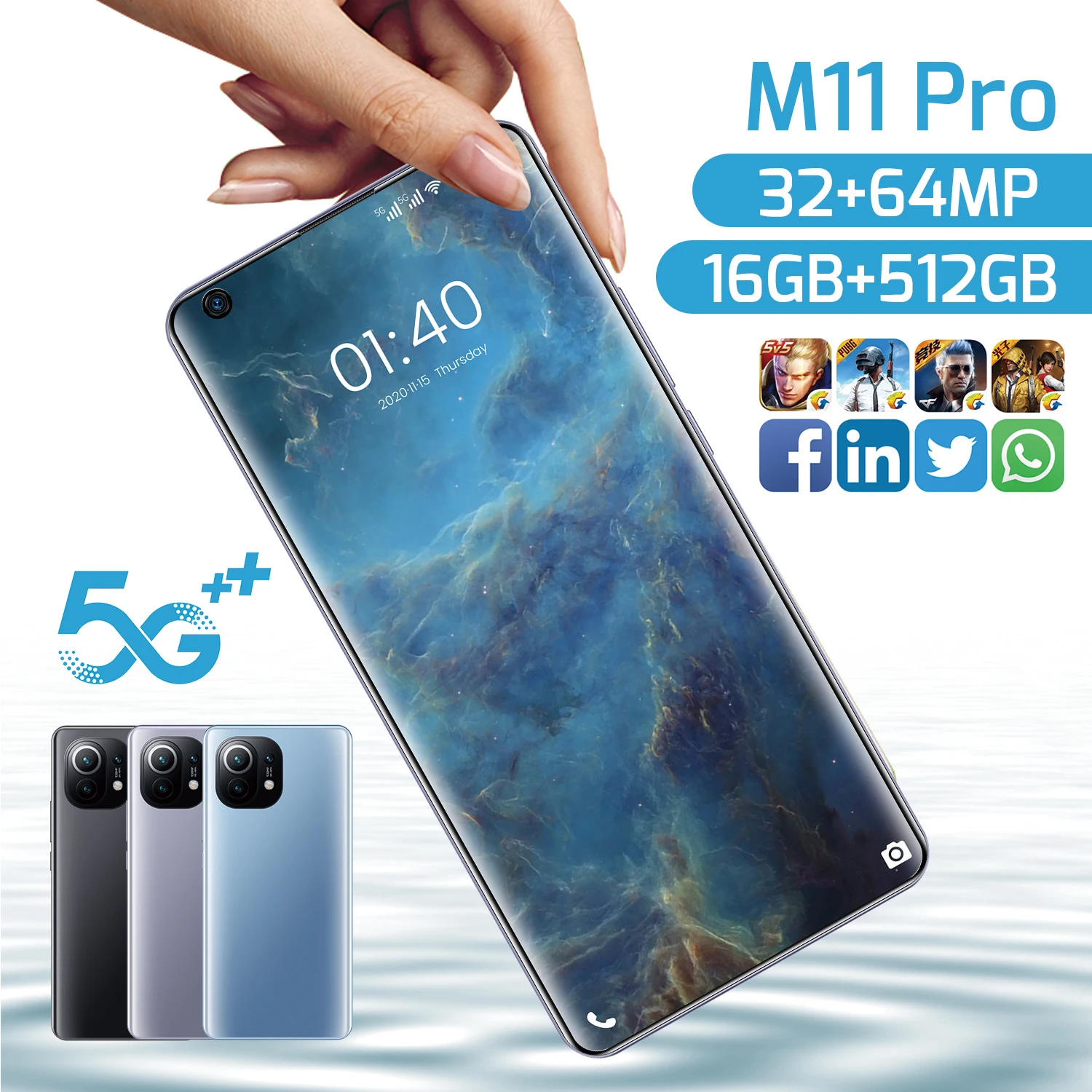 Global Version M11 Pro Smartphone MT6889 7.3 Inch 6800mAh Android 11 16GB 512GB 32MP 64MP Deca Core Face Unlocked Mobile Phone
Global Version M11 Pro Smartphone MT6889 7.3 Inch 6800mAh Android 11 16GB 512GB 32MP 64MP Deca Core Face Unlocked Mobile Phone