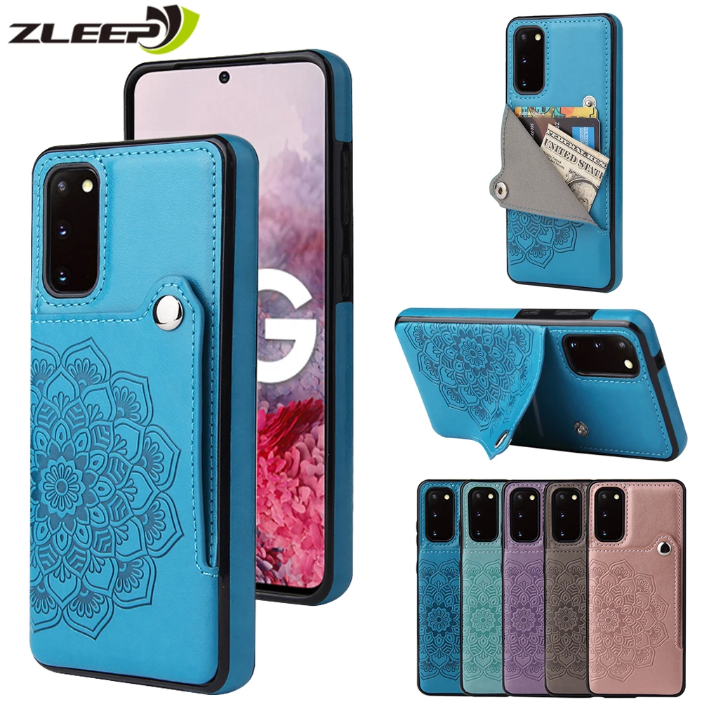 Кожаный чехол кошелек с мандалой для Samsung Galaxy S21 S20 FE S10E S9 S8 Note 20 Ultra 10 9 8 Plus Lite S7edge