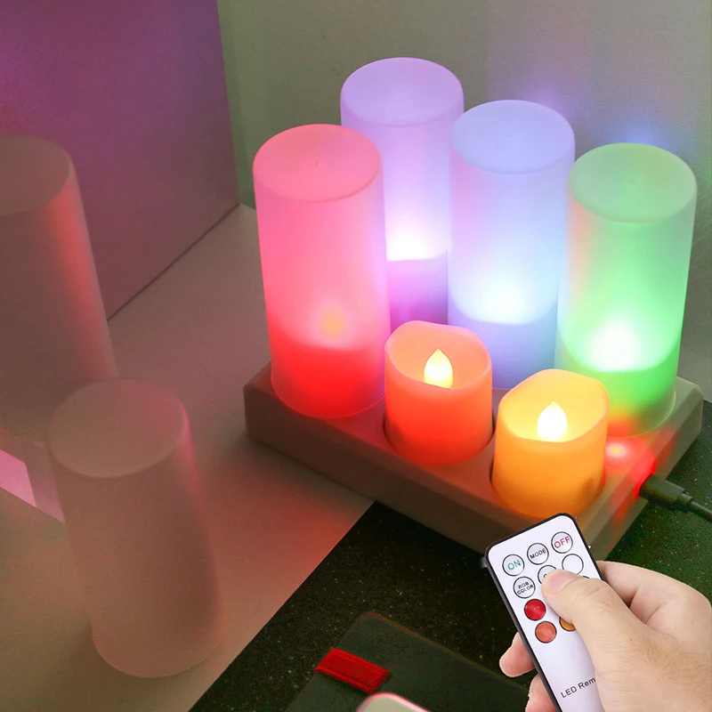 Rechargeable LED Candles With Remote Control Flashing RGB Color Flameless Battery Tea Light Christmas Candle Birthday Decoration
Rechargeable LED Candles With Remote Control Flashing RGB Color Flameless Battery Tea Light Christmas Candle Birthday Decoration