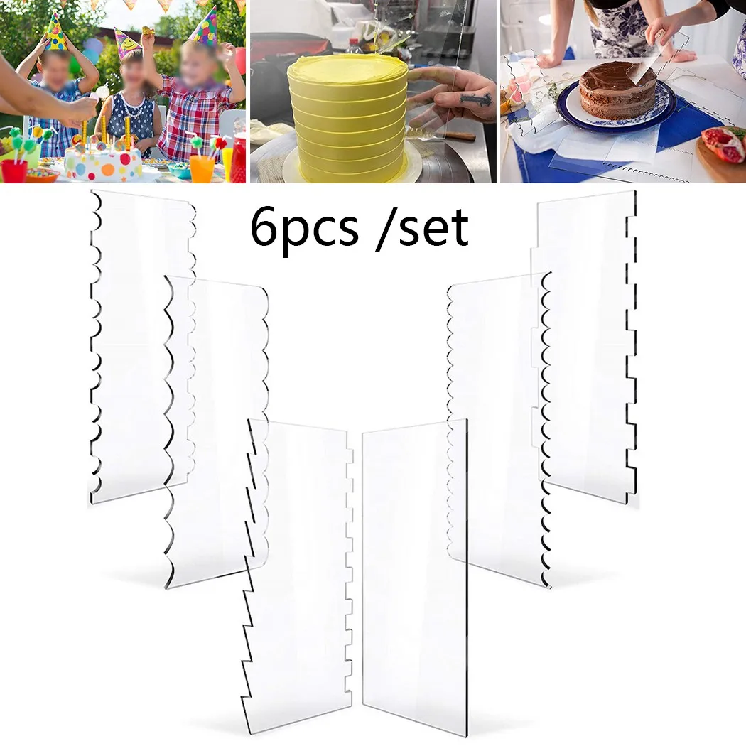 6 Pieces Acrylic Cake Scraper Decorating Contour Comb Cake Edge Smoother Tool Pastry Kitchen Baking Tools
6 Pieces Acrylic Cake Scraper Decorating Contour Comb Cake Edge Smoother Tool Pastry Kitchen Baking Tools