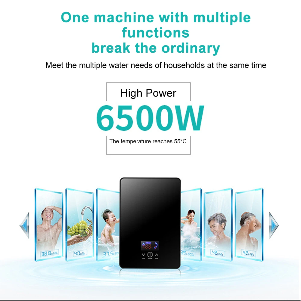 6500W Electric Hot Water Heater 220V LED Instant Tankless Water Heater Intelligent Automatica Safe Thermostat Bathroom Shower
6500W Electric Hot Water Heater 220V LED Instant Tankless Water Heater Intelligent Automatica Safe Thermostat Bathroom Shower