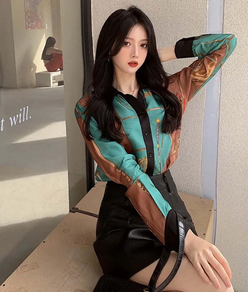 2021 spring turn down collar long sleeve Printed shirt + leather skirt temperament 2 piece sets
2021 spring turn down collar long sleeve Printed shirt + leather skirt temperament 2 piece sets