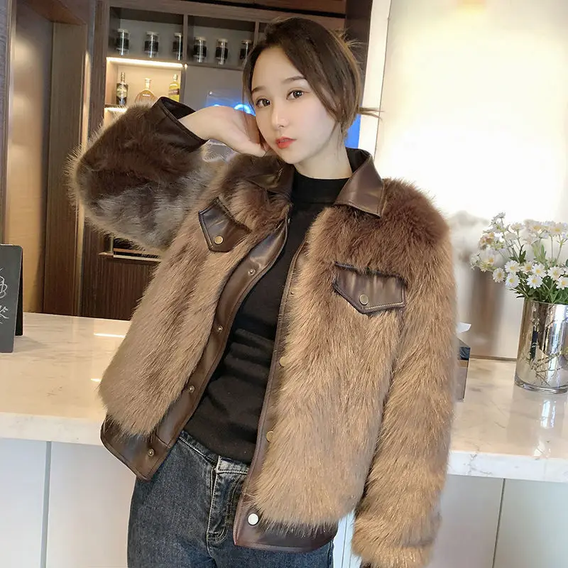 Women 2021 Autumn Winter Faux Fur Coat Fashion New Female Motorcycle Artificial Fox Fur Leather Jackets Casual Overcoats C498
Women 2021 Autumn Winter Faux Fur Coat Fashion New Female Motorcycle Artificial Fox Fur Leather Jackets Casual Overcoats C498