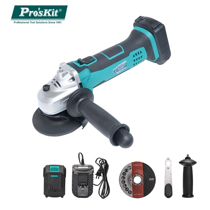 Pro'sKit PT-1806G Angle Grinder 18V Li-Ion Cordless Grinding Metal Cutting Machine Wood Variable Speed Rotary Grinder Tools
Pro'sKit PT-1806G Angle Grinder 18V Li-Ion Cordless Grinding Metal Cutting Machine Wood Variable Speed Rotary Grinder Tools