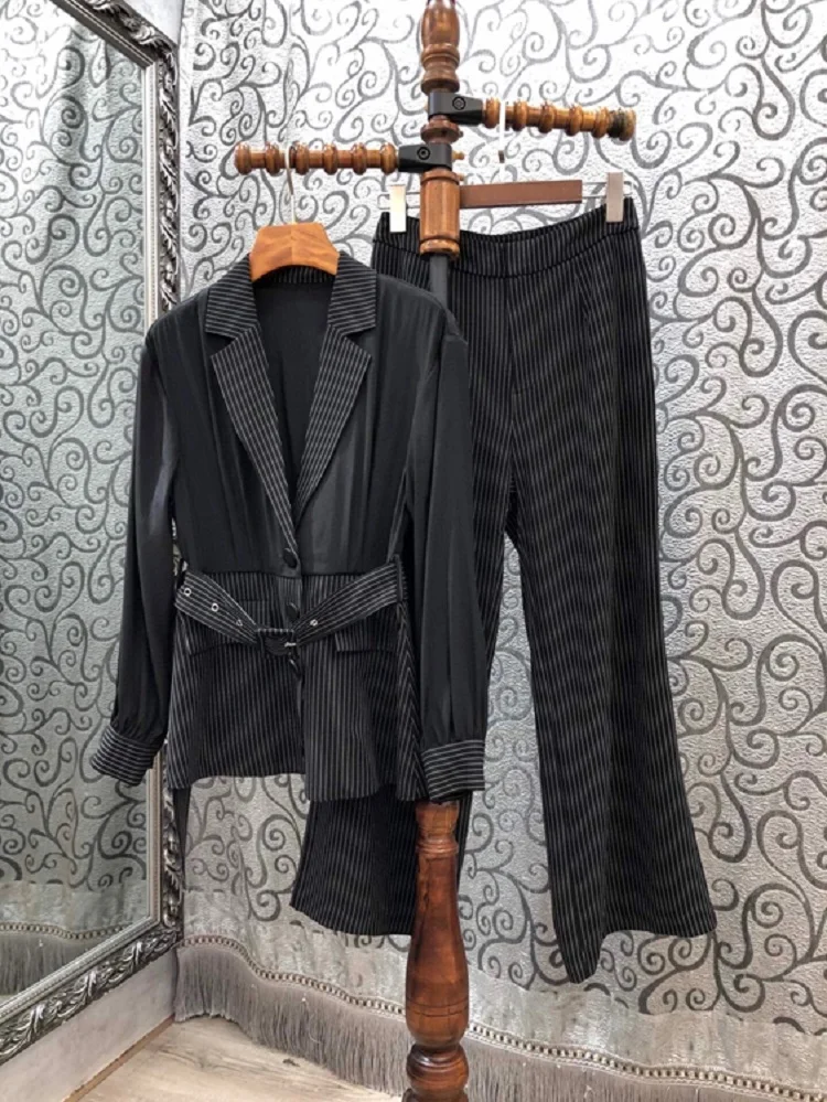 2020 Autumn Fashion Jacket Sets High Quality Women Notched Collar Long Sleeve Blazer Jacket +Striped Print Straight Pant Set 2pc
2020 Autumn Fashion Jacket Sets High Quality Women Notched Collar Long Sleeve Blazer Jacket +Striped Print Straight Pant Set 2pc