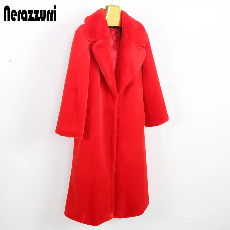 Nerazzurri Winter Long Fluffy Warm Faux Fur Coat Women Long Sleeve Red White Fake Rabbit Fur Overcoat Outerwear Korean Fashion
Nerazzurri Winter Long Fluffy Warm Faux Fur Coat Women Long Sleeve Red White Fake Rabbit Fur Overcoat Outerwear Korean Fashion