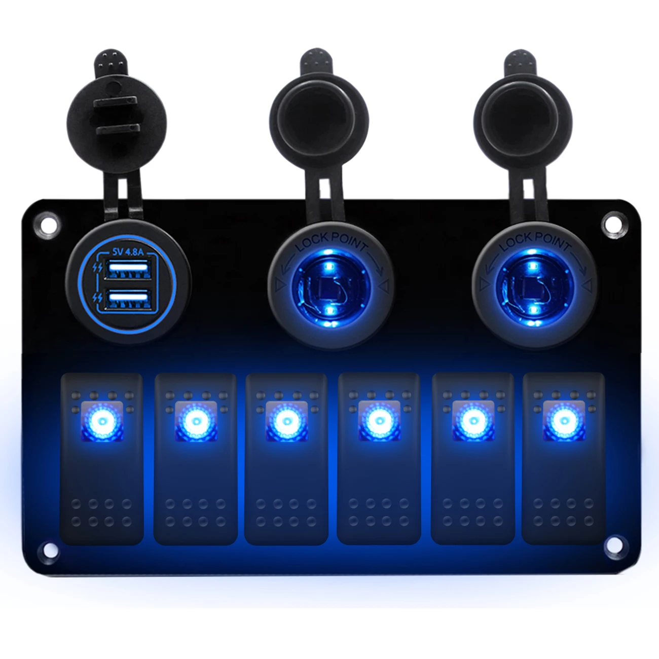 6 Gang Rocker Switch Panel DC 12V/24V Universal Car Marine Waterproof LED Toggle Switch Panel for RV Marine Boat
6 Gang Rocker Switch Panel DC 12V/24V Universal Car Marine Waterproof LED Toggle Switch Panel for RV Marine Boat