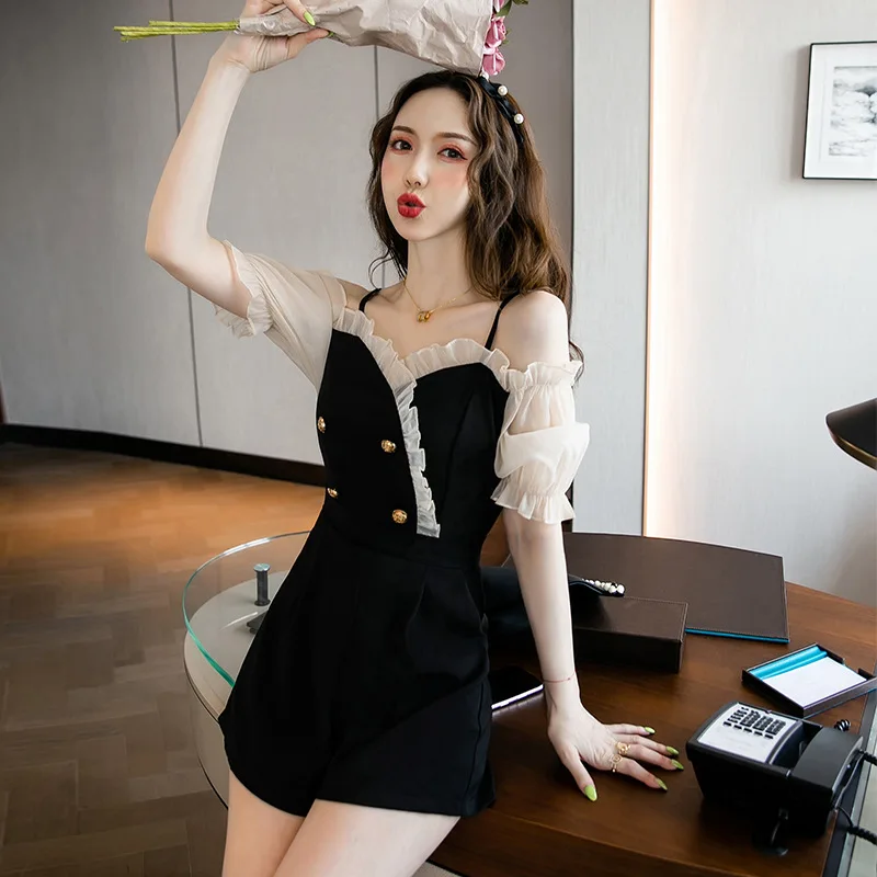 Summer Jumpsuits Spaghetti Strapless Bodysuit Black Wide Leg Trousers Shorts Women Jumpsuit Playsuit Ruffles Overalls Body Suit
Summer Jumpsuits Spaghetti Strapless Bodysuit Black Wide Leg Trousers Shorts Women Jumpsuit Playsuit Ruffles Overalls Body Suit
