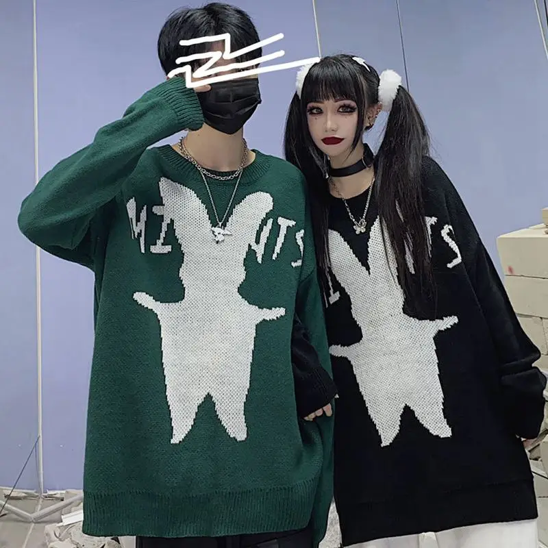 2021 New Autumn Winter Retro Knitted Sweater Coat ins woman sweaters Tops Thickened Loose Dark Black Rabbit Jacquard свитер
2021 New Autumn Winter Retro Knitted Sweater Coat ins woman sweaters Tops Thickened Loose Dark Black Rabbit Jacquard свитер