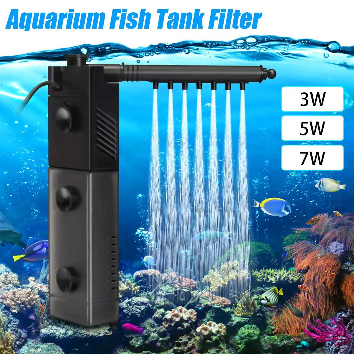 220V 3in1 aquarium fish tank filter aquarium internal filter submersible pump fish tank oxygen spray tool 3W / 5W / 7W
220V 3in1 aquarium fish tank filter aquarium internal filter submersible pump fish tank oxygen spray tool 3W / 5W / 7W