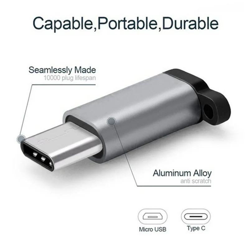 Адаптер Micro Usb к Type-c алюминиевый сплав OTG V8 Android USB мини-конвертер легкий для