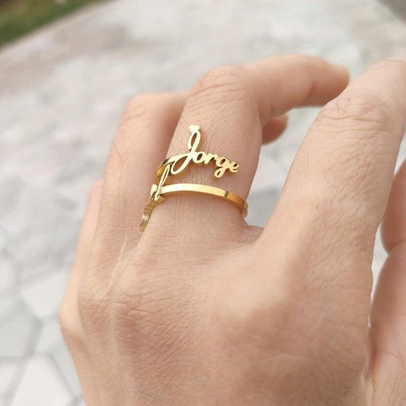 Dainty Custom Two Name Ring Stainless Steel Personalized Double Layer Women Stackable Ring Couple Wedding Tiny Ring Gift Jewelry
Dainty Custom Two Name Ring Stainless Steel Personalized Double Layer Women Stackable Ring Couple Wedding Tiny Ring Gift Jewelry