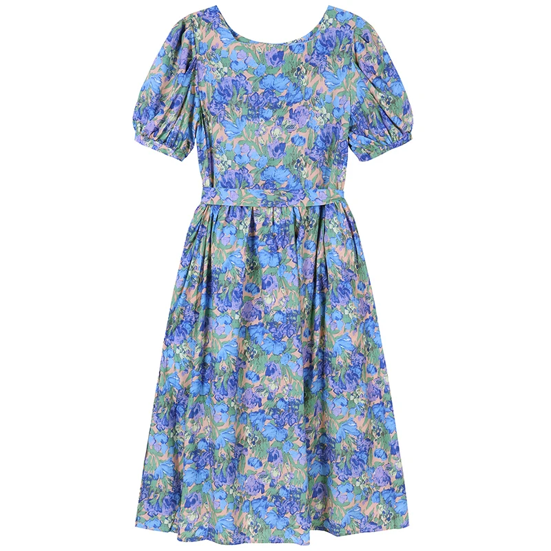 Spring summer high-quality retro puff sleeve floral oil painting dress women's French print dress women boho long maxi dress 
Spring summer high-quality retro puff sleeve floral oil painting dress women's French print dress women boho long maxi dress