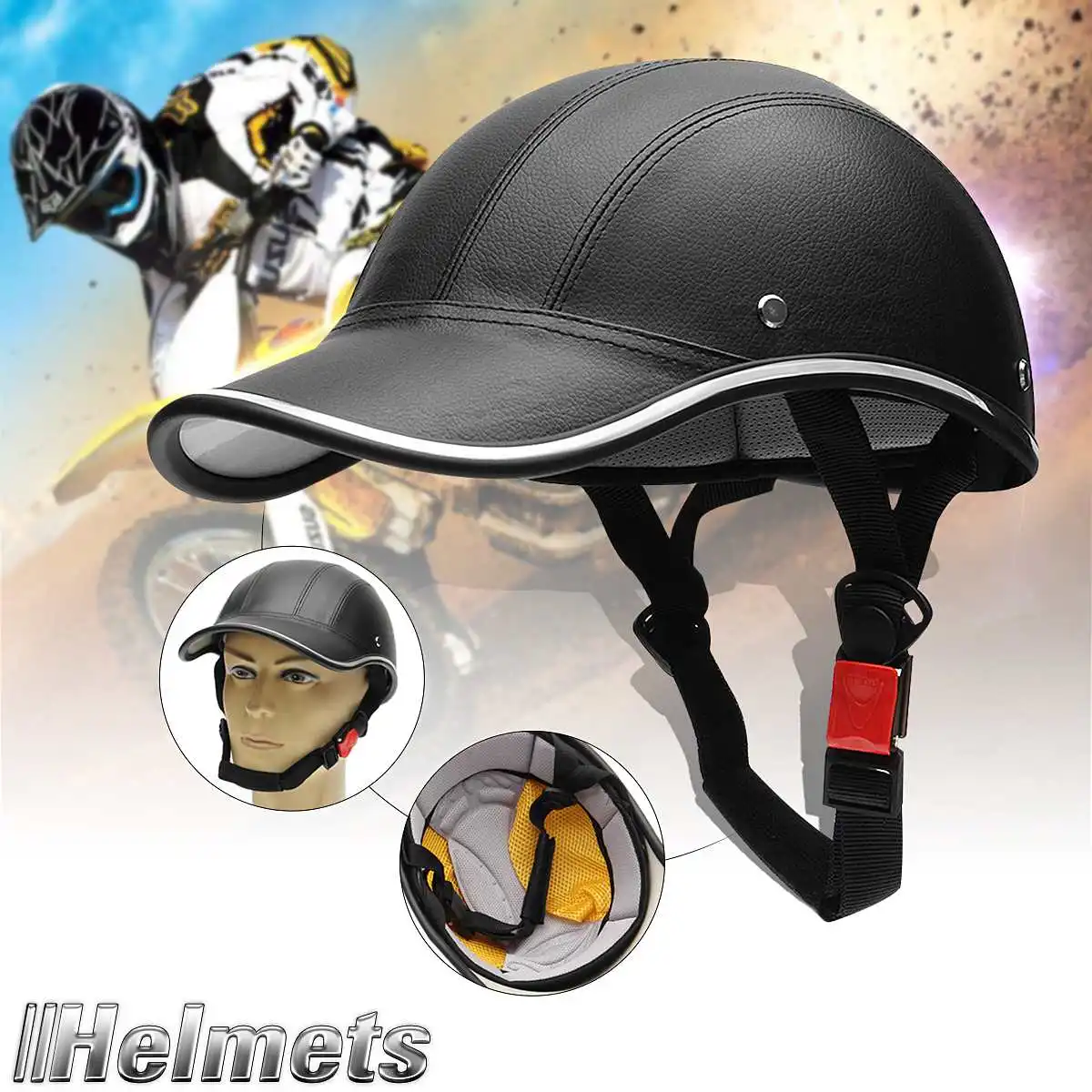 Motorcycle Leather Helmets Bike Scooter Half Open Face Protective Helmet Hard Hat Safety Unisex Racer Helmet Baseball Cap Hat
Motorcycle Leather Helmets Bike Scooter Half Open Face Protective Helmet Hard Hat Safety Unisex Racer Helmet Baseball Cap Hat