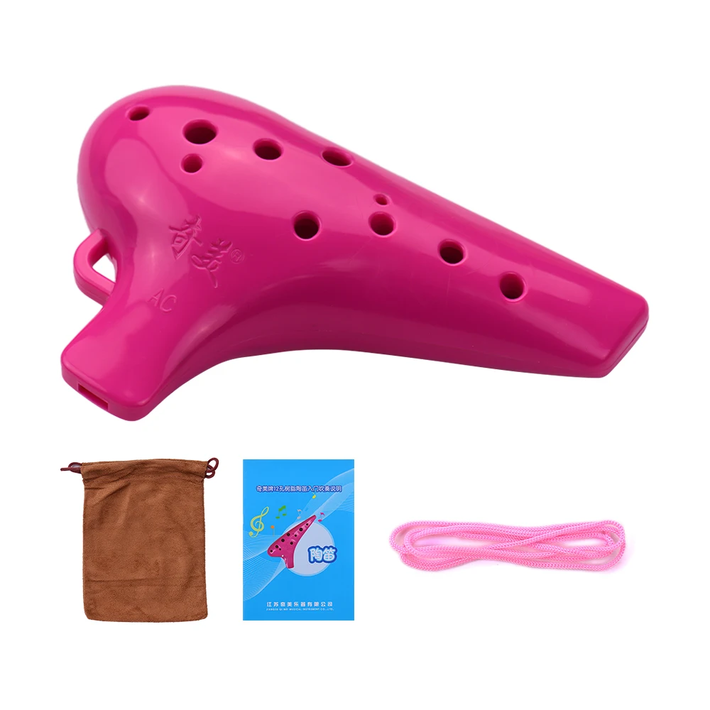 

QI MEI QMT-4 Alto C 12 Holes Ocarina ABS Material Ocarinas Wind Instrument with Music Score and Protective Bag for Beginners